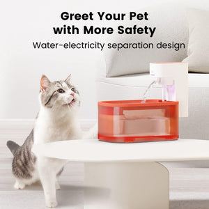 Pawaii Cat Water Fountain, Wireless & Battery Operated Automatic Pet Water Fountain, 68OZ/2L Wireless Water Fountain for Cats Inside, Ultra-Quiet, Easy to Clean and Assemble, 8-Stage Filtration